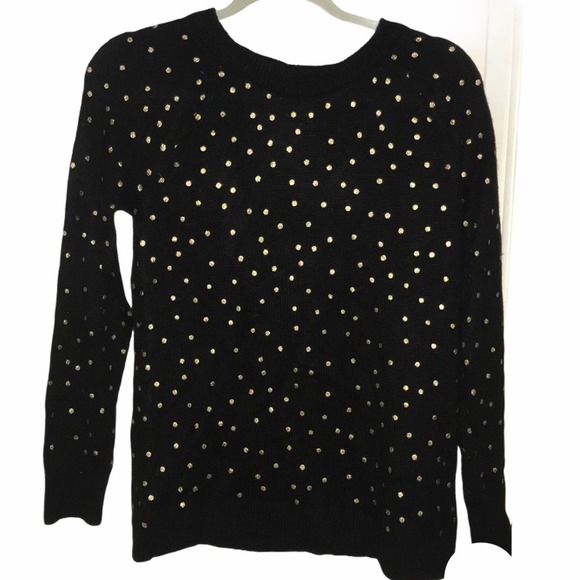 Loft black & gold polkadot sweater cutout small - Picture 2 of 9